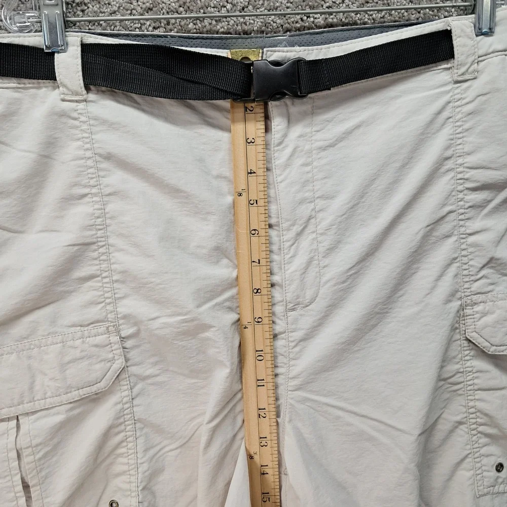 Croft & Barrow Mens Cargo Shorts Off White Nylon Belted Size 44 Hiking 8092